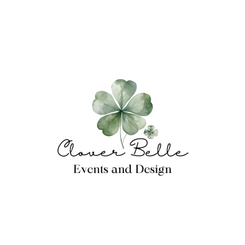 Clover Belle logo, showing a large five-leaf clover with a smaller four-leaf clover underneath it.